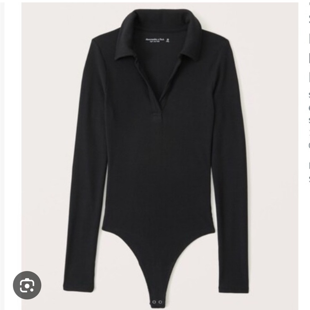 Abercrombie Cream Ribbed Collared Long Sleeve Bodysuit | Size M